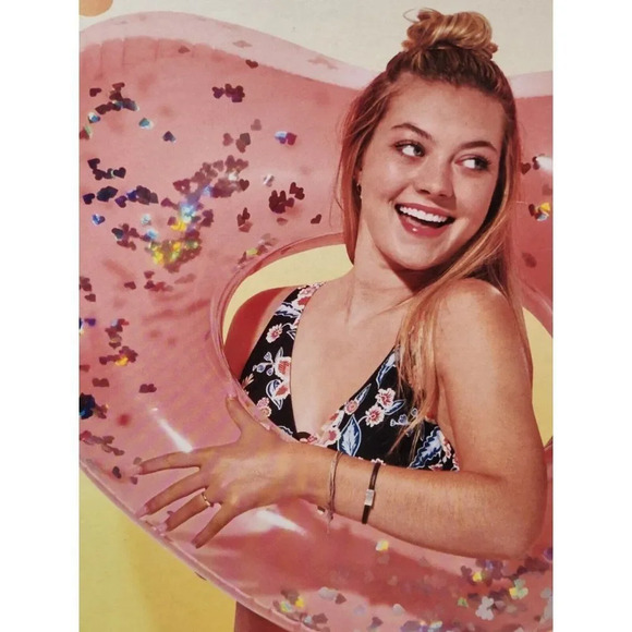 Heart Glitter Float 3 Ft. Wide Pink Includes Repair Patch Pool BRAND NEW - Picture 5 of 5